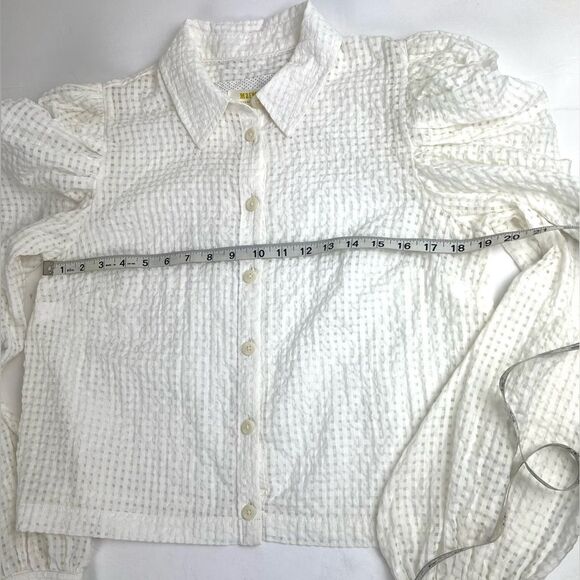 Anthropologie Maeve White Puff-Sleeve Blouse - Picture 8 of 9